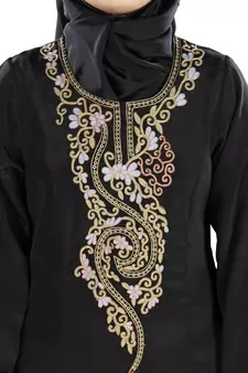 MyBatua Black Polyester Arabian Dailywear Islamic Muslim Long Abaya With Hijab