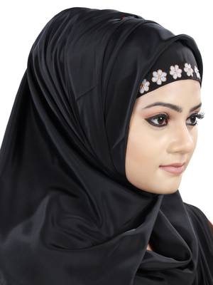 MyBatua Black Polyester Arabian Dailywear Islamic Muslim Long Abaya With Hijab 3