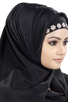 MyBatua Black Polyester Arabian Dailywear Islamic Muslim Long Abaya With Hijab