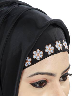 MyBatua Black Polyester Arabian Dailywear Islamic Muslim Long Abaya With Hijab 4