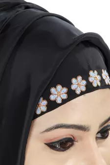 MyBatua Black Polyester Arabian Dailywear Islamic Muslim Long Abaya With Hijab