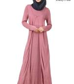 MyBatua Pink Viscose Arabian Dailywear Islamic Muslim Long Abaya With Hijab