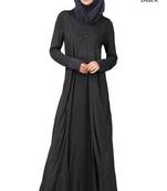 MyBatua Black Viscose Arabian Dailywear Islamic Muslim Long Abaya With Hijab