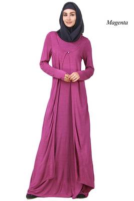 MyBatua Magenta Viscose Arabian Dailywear Islamic Muslim Long Abaya With Hijab 1