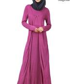 MyBatua Magenta Viscose Arabian Dailywear Islamic Muslim Long Abaya With Hijab