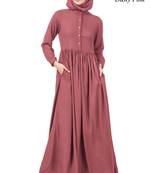 MyBatua Pink Viscose Arabian Dailywear Islamic Muslim Long Abaya With Hijab