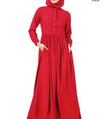 MyBatua Red Viscose Arabian Dailywear Islamic Muslim Long Abaya With Hijab