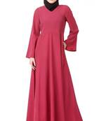 MyBatua Pink Polyester Arabian Dailywear Islamic Muslim Long Abaya With Hijab