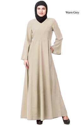 MyBatua Grey Polyester Arabian Dailywear Islamic Muslim Long Abaya With Hijab 1