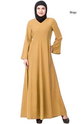MyBatua Yellow Polyester Arabian Dailywear Islamic Muslim Long Abaya With Hijab 1