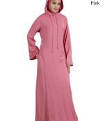 Pink Rayon Solid Arabian Pattern Abaya Dress