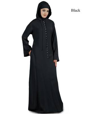 MyBatua Black Rayon Arabian Dailywear Islamic Muslim Long Abaya With Hijab 1