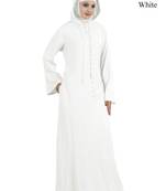 MyBatua White Rayon Arabian Dailywear Islamic Muslim Long Abaya With Hijab