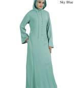 MyBatua Blue Rayon Arabian Dailywear Islamic Muslim Long Abaya With Hijab