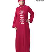 MyBatua Pink Polyester Arabian Dailywear Islamic Muslim Long Abaya With Hijab