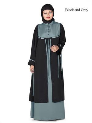MyBatua Multicolor Polyester Arabian Dailywear Islamic Muslim Long Abaya With Hijab 1
