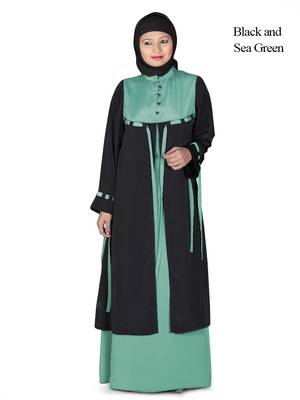 MyBatua Multicolor Polyester Arabian Dailywear Islamic Muslim Long Abaya With Hijab 1