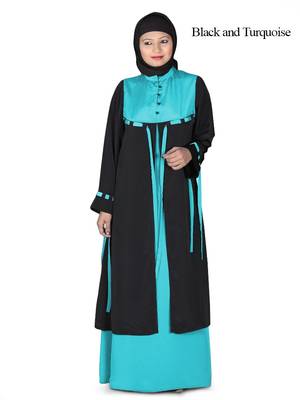 MyBatua Multicolor Polyester Arabian Dailywear Islamic Muslim Long Abaya With Hijab 1