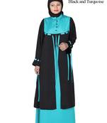MyBatua Multicolor Polyester Arabian Dailywear Islamic Muslim Long Abaya With Hijab