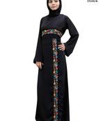 MyBatua Black Polyester Arabian Dailywear Islamic Muslim Long Abaya With Hijab