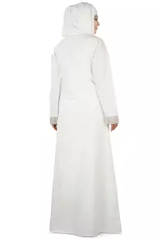 MyBatua White Cotton Arabian Dailywear Islamic Muslim Long Abaya With Hijab