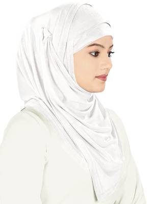 MyBatua White Cotton Arabian Dailywear Islamic Muslim Long Abaya With Hijab 4
