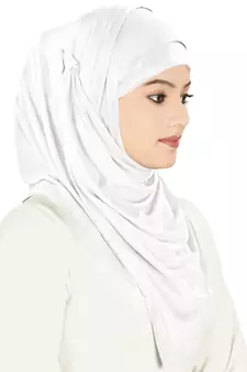 MyBatua White Cotton Arabian Dailywear Islamic Muslim Long Abaya With Hijab