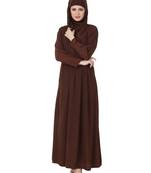 MyBatua Brown Polyester Arabian Dailywear Islamic Muslim Long Abaya With Hijab