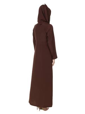 MyBatua Brown Polyester Arabian Dailywear Islamic Muslim Long Abaya With Hijab 2