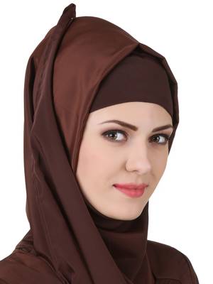 MyBatua Brown Polyester Arabian Dailywear Islamic Muslim Long Abaya With Hijab 4