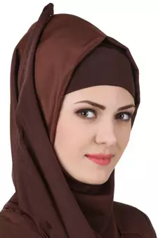 MyBatua Brown Polyester Arabian Dailywear Islamic Muslim Long Abaya With Hijab