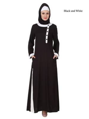 MyBatua Black Rayon Arabian Dailywear Islamic Muslim Long Abaya With Hijab 1