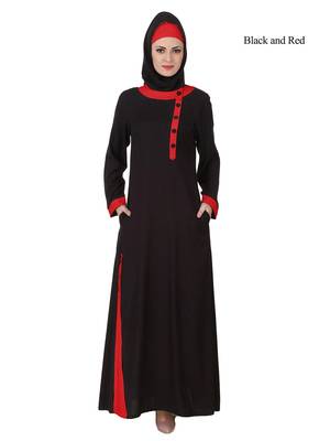 MyBatua Black Rayon Arabian Dailywear Islamic Muslim Long Abaya With Hijab 1