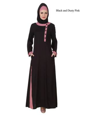 MyBatua Black Rayon Arabian Dailywear Islamic Muslim Long Abaya With Hijab 1