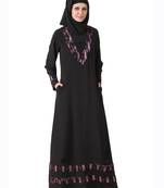 MyBatua Black Polyester Arabian Dailywear Islamic Muslim Long Abaya With Hijab