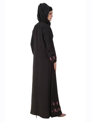 MyBatua Black Polyester Arabian Dailywear Islamic Muslim Long Abaya With Hijab 2