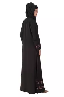 MyBatua Black Polyester Arabian Dailywear Islamic Muslim Long Abaya With Hijab