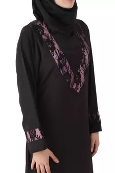 MyBatua Black Polyester Arabian Dailywear Islamic Muslim Long Abaya With Hijab