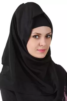 MyBatua Black Polyester Arabian Dailywear Islamic Muslim Long Abaya With Hijab