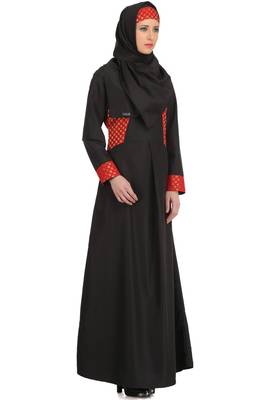 MyBatua Black Polyester Arabian Dailywear Islamic Muslim Long Abaya With Hijab 2