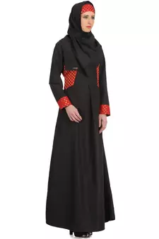 MyBatua Black Polyester Arabian Dailywear Islamic Muslim Long Abaya With Hijab