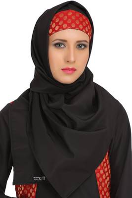 MyBatua Black Polyester Arabian Dailywear Islamic Muslim Long Abaya With Hijab 4