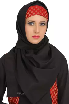 MyBatua Black Polyester Arabian Dailywear Islamic Muslim Long Abaya With Hijab