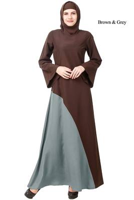 MyBatua Multicolor Polyester Arabian Dailywear Islamic Muslim Long Abaya With Hijab 1