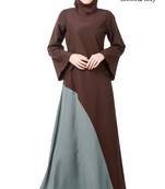 MyBatua Multicolor Polyester Arabian Dailywear Islamic Muslim Long Abaya With Hijab