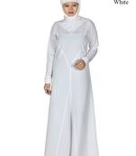 MyBatua White Polyester Arabian Dailywear Islamic Muslim Long Abaya With Hijab