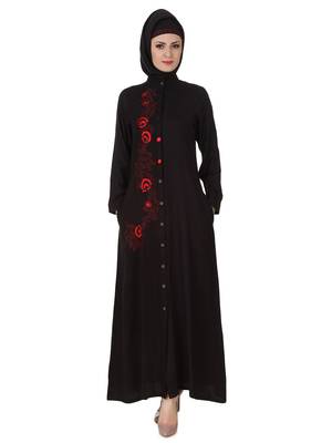 MyBatua Black Rayon Arabian Dailywear Islamic Muslim Long Abaya With Hijab 1