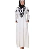 MyBatua White Rayon Arabian Dailywear Islamic Muslim Long Abaya With Hijab