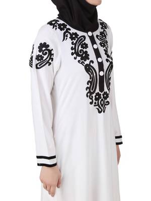 MyBatua White Rayon Arabian Dailywear Islamic Muslim Long Abaya With Hijab 3