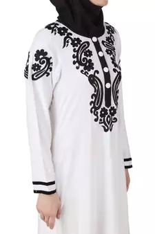 MyBatua White Rayon Arabian Dailywear Islamic Muslim Long Abaya With Hijab